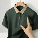 Men's Casual Polo Shirt Short Sleeve Contrast Trim Slim Fit Breathable Office Top 2026