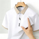 Men's Casual Polo Shirt Short Sleeve Contrast Trim Slim Fit Breathable Office Top 2026