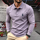100% pure cotton high-end brand men's long sleeve polo shirt autumn winter fashionable luxury embroidery golf top casual T-shirt