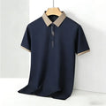 Men's Casual Polo Shirt Short Sleeve Contrast Trim Slim Fit Breathable Office Top 2026