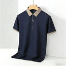 Men's Casual Polo Shirt Short Sleeve Contrast Trim Slim Fit Breathable Office Top 2026