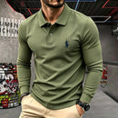 100% pure cotton high-end brand men's long sleeve polo shirt autumn winter fashionable luxury embroidery golf top casual T-shirt