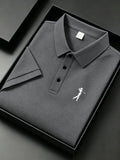 Camisa Polo Masculina Jacquard Slim Fit, Respirável e Secagem Rápida
