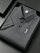 Camisa Polo Masculina Jacquard Slim Fit, Respirável e Secagem Rápida