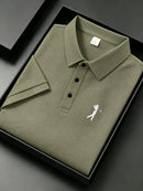 Camisa Polo Masculina Jacquard Slim Fit, Respirável e Secagem Rápida