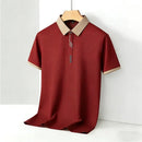 Men's Casual Polo Shirt Short Sleeve Contrast Trim Slim Fit Breathable Office Top 2026