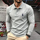 100% pure cotton high-end brand men's long sleeve polo shirt autumn winter fashionable luxury embroidery golf top casual T-shirt