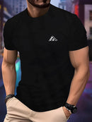 New Men‘s Running T-shirt Spring / Summer Thin Top Trend curve printing Quick Dry Short Sleeve Breathable Fitness Sports T-shirt