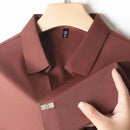 Light luxury fashionable men's shirt with no zipper design polo shirt summer ice silk comfortable casual solid color men's shirt