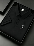 Camisa Polo Masculina Jacquard Slim Fit, Respirável e Secagem Rápida