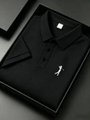 Camisa Polo Masculina Jacquard Slim Fit, Respirável e Secagem Rápida