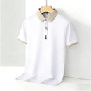 Men's Casual Polo Shirt Short Sleeve Contrast Trim Slim Fit Breathable Office Top 2026
