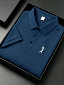 Camisa Polo Masculina Jacquard Slim Fit, Respirável e Secagem Rápida