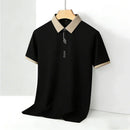 Men's Casual Polo Shirt Short Sleeve Contrast Trim Slim Fit Breathable Office Top 2026