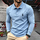 100% pure cotton high-end brand men's long sleeve polo shirt autumn winter fashionable luxury embroidery golf top casual T-shirt