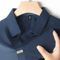 Light luxury fashionable men's shirt with no zipper design polo shirt summer ice silk comfortable casual solid color men's shirt