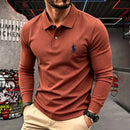 100% pure cotton high-end brand men's long sleeve polo shirt autumn winter fashionable luxury embroidery golf top casual T-shirt
