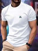 New round Neck Running T-shirt Men‘s Spring / Summer Thin Top letter print Quick Dry Short Sleeve Breathable Fitness Sports Wear