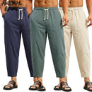 Calça de Linho Masculina Larga, Leve e Respirável para Verão e Praia