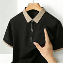 Men's Casual Polo Shirt Short Sleeve Contrast Trim Slim Fit Breathable Office Top 2026