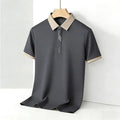 Men's Casual Polo Shirt Short Sleeve Contrast Trim Slim Fit Breathable Office Top 2026