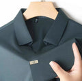 Light luxury fashionable men's shirt with no zipper design polo shirt summer ice silk comfortable casual solid color men's shirt