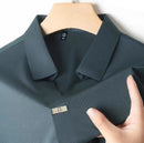 Light luxury fashionable men's shirt with no zipper design polo shirt summer ice silk comfortable casual solid color men's shirt