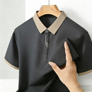 Men's Casual Polo Shirt Short Sleeve Contrast Trim Slim Fit Breathable Office Top 2026