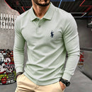 100% pure cotton high-end brand men's long sleeve polo shirt autumn winter fashionable luxury embroidery golf top casual T-shirt