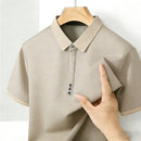 Men's Casual Polo Shirt Short Sleeve Contrast Trim Slim Fit Breathable Office Top 2026