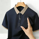Men's Casual Polo Shirt Short Sleeve Contrast Trim Slim Fit Breathable Office Top 2026