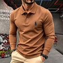 100% pure cotton high-end brand men's long sleeve polo shirt autumn winter fashionable luxury embroidery golf top casual T-shirt