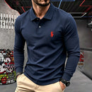 100% pure cotton high-end brand men's long sleeve polo shirt autumn winter fashionable luxury embroidery golf top casual T-shirt