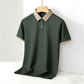 Men's Casual Polo Shirt Short Sleeve Contrast Trim Slim Fit Breathable Office Top 2026