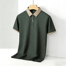 Men's Casual Polo Shirt Short Sleeve Contrast Trim Slim Fit Breathable Office Top 2026