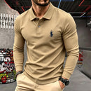 100% pure cotton high-end brand men's long sleeve polo shirt autumn winter fashionable luxury embroidery golf top casual T-shirt