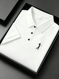Camisa Polo Masculina Jacquard Slim Fit, Respirável e Secagem Rápida
