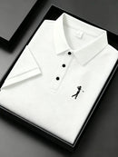 Camisa Polo Masculina Jacquard Slim Fit, Respirável e Secagem Rápida